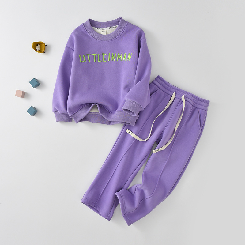 Autumn and winter new Korean clothing children's plush warm set, girl's hoodie, student leisure sports_voghion.com