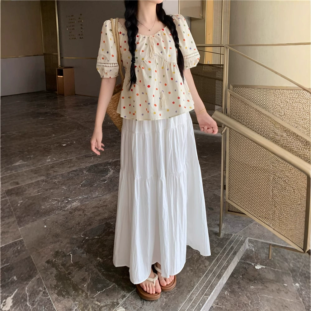 White skirt, summer set, plus size, loose fit