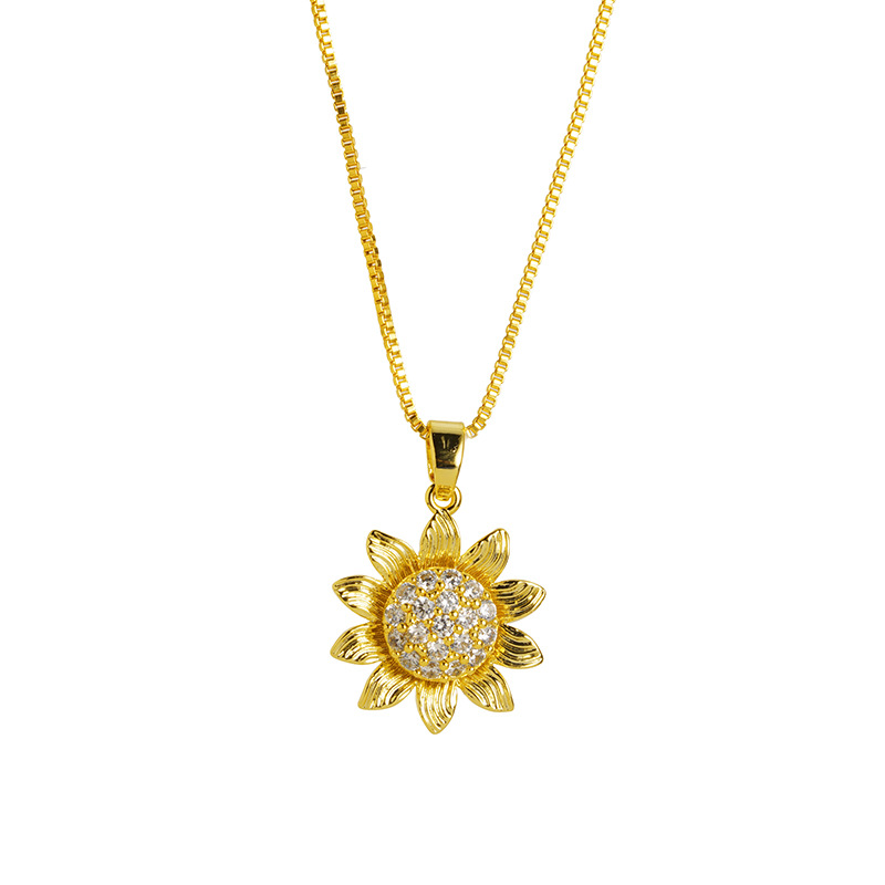 Nuevo conjunto de joyería popular flores de sol imitación de diamantes vietnamita oro girasol fábrica directa Yiwu joyería