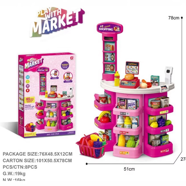 Transfronterizos niños simulación supermercado mesa de compras escanear caja registradora supermercado carro de compras mesa de venta juguetes de supermercado