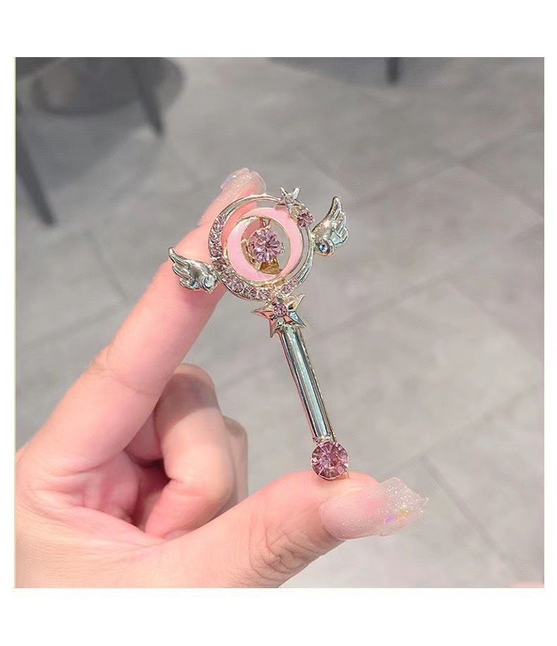 15g Weight Hair Clip Hair Accessories Type 1 Piece Quantity Holiday, Street Occasion Metal Material Cartoon, Magic Wand Pattern All Seasons Season Women's Gender Cute Style Cute Women's Cartoon Magic Wand Metal Hair Clip 3