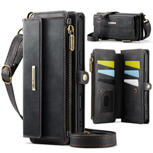 适用iPhone16ProMax插卡手机壳拉链钱包三星S25翻盖皮套保护套
