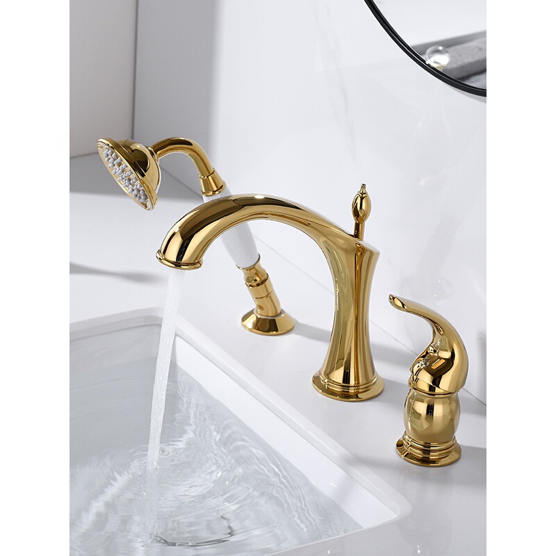 Internet-famous European-style Basin hot and cold faucet basin double-handle split three-hole wash basin practical three-piece set