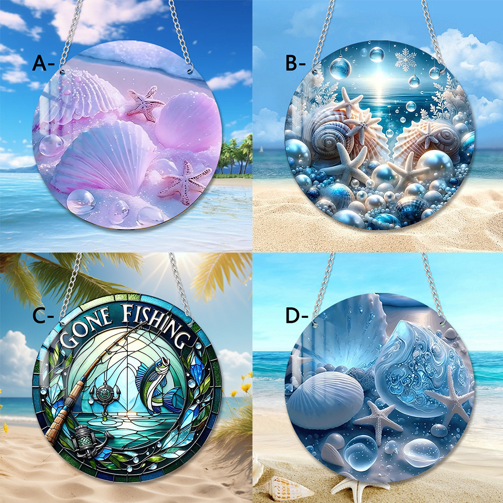 亚克力贝壳海星太阳吊饰浴室贝壳装饰海岸海滩家居装饰卧室挂件