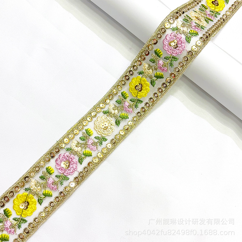 Accesorios de encaje de color de estilo étnico código de barras Hanfu accesorios de ropa código de barras de encaje spot al por mayor