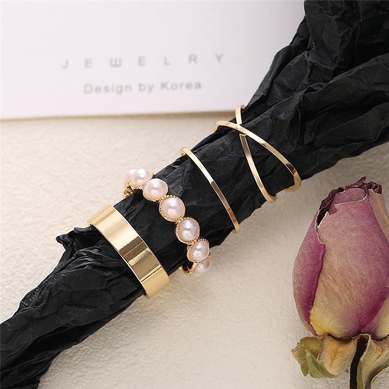 Fashion Geometric Alloy Plating Artificial Pearls Rings