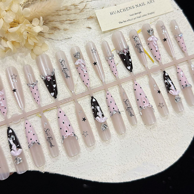 【Black Pink Ballet Diary】New Cat-Eye Wearable Nails, European and American High-End Manicure, Detachable Wearable Nails 【Black Pink Ballet Diary】New Cat-Eye Wearable Nails, European and American High-End Manicure, Detachable Wearable Nails