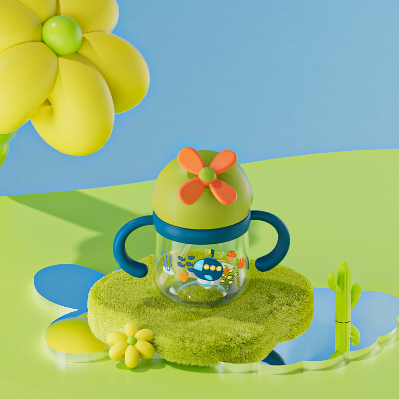 Toukie taza para beber para bebés tritan taza para niños a prueba de fugas y caídas para bebés taza de paja de jardín de infantes en stock