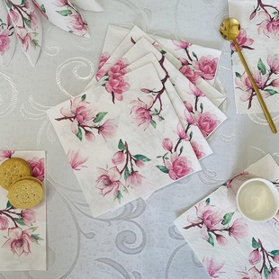 Temu New Retro Printed Napkins Cross-Border Export Kitchen Table Decoration Square Napkins Double-Layer Square Napkins