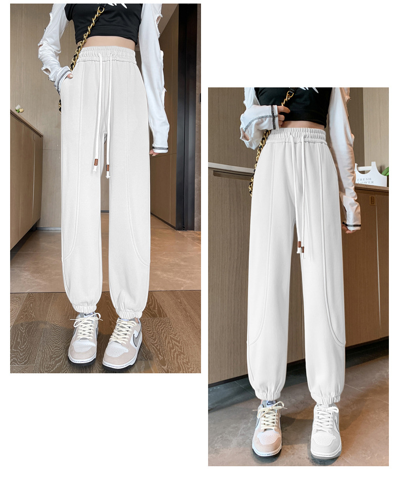 法米姿 早春新款宽松运动裤休闲外穿束脚拼接哈伦裤卫裤