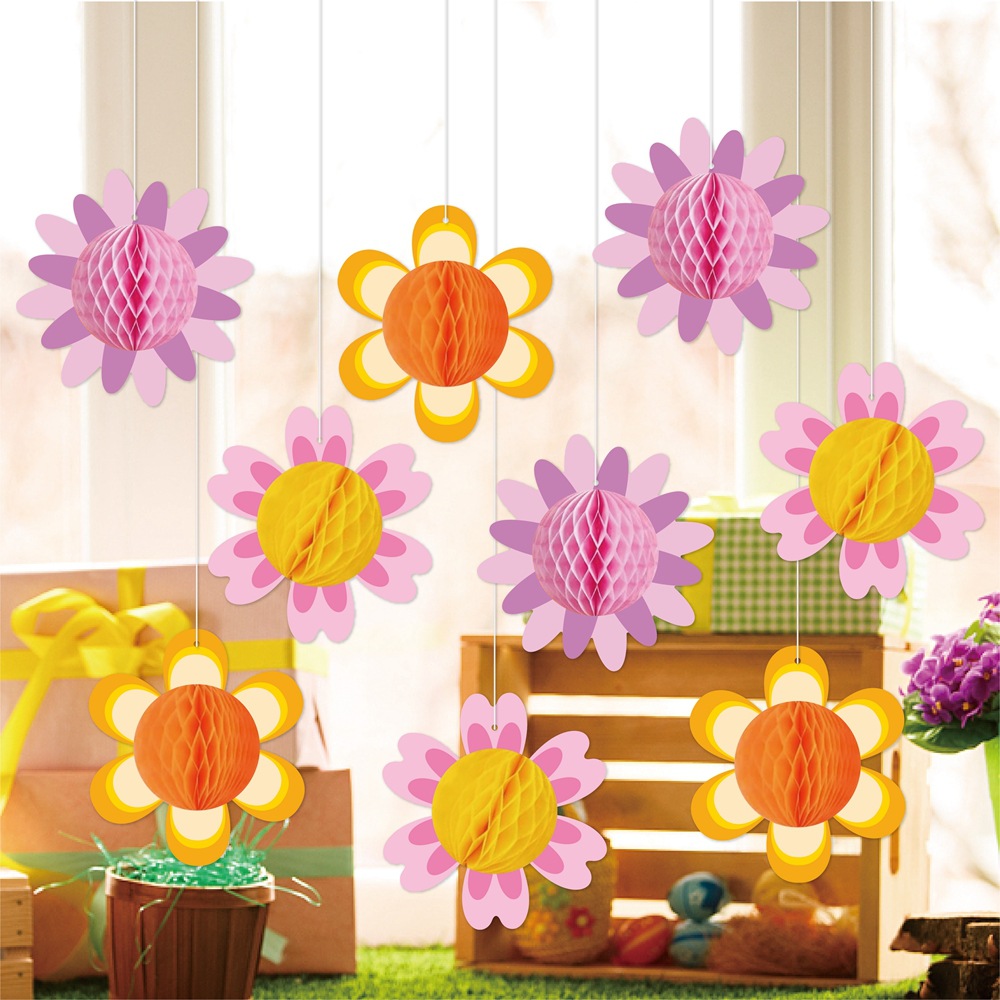 Transfronterizos nueva decoración de cumpleaños colgante colgante de abeja flor de primavera colgante colgante de abeja tridimensional suministros de decoración de cumpleaños