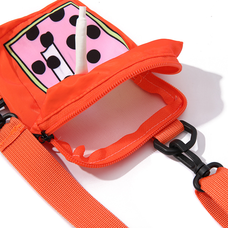 Polyester Material Milk Tea Pattern All Seasons Season Women's Small Polyester Milk Tea Cute Zipper Coin Purse