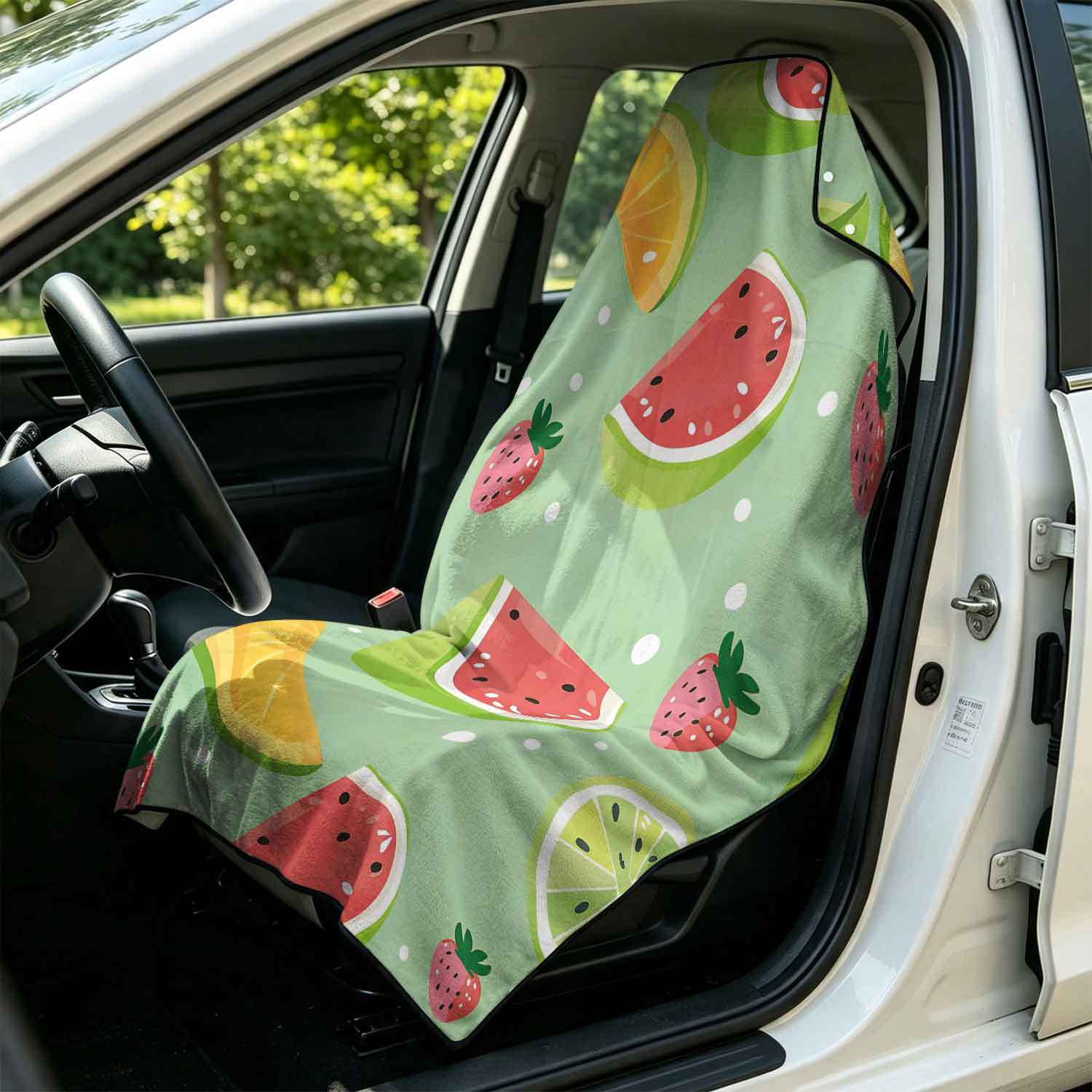 Printed bath towel and car seat cover 2-in-1, ultra-fine fiber outdoor beach and car dual-use universal seat cushion