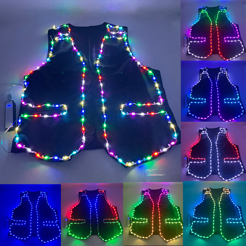 Bar chaleco LED luminoso pantalones de baile vestido de bebida espectáculo de baile ilusionario sombrero LED luminoso apoyos de fiesta de la noche
