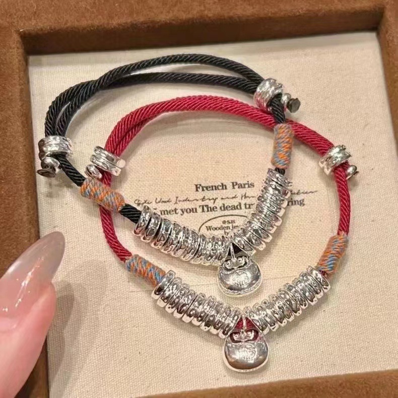 Chinese-Style Fortune Bracelet for Women, Retro Fashion Ins Style Trendy Versatile Student Gift for Attracting Wealth and Good Luck Jewelry