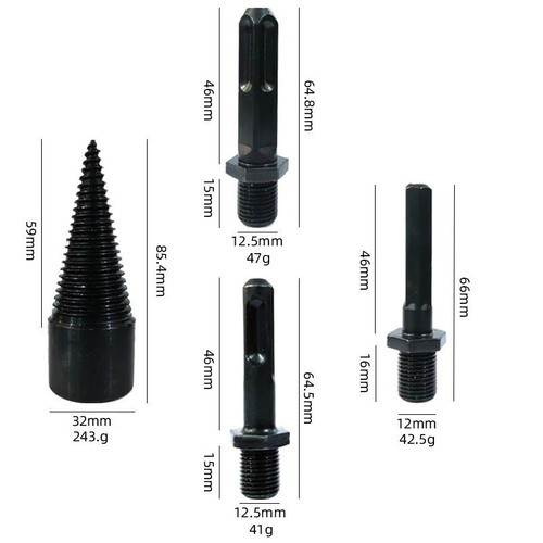 32mm firewood splitting drill, woodworking splitting cone, household electric hammer hand drill, impact drill, wood splitting water drill