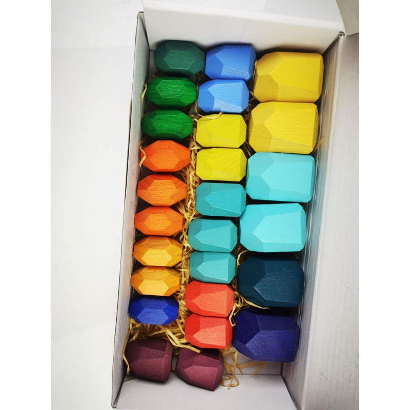 Piedra laminada de madera para niños piedra de color Montessori de madera equilibrio cognitivo laminado bloques de construcción juguetes de educación temprana