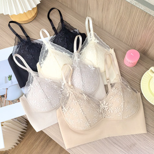 Thin seamless beauty back underwear wireless sexy tube top fixed Cup ice silk camisole lace beauty back bra