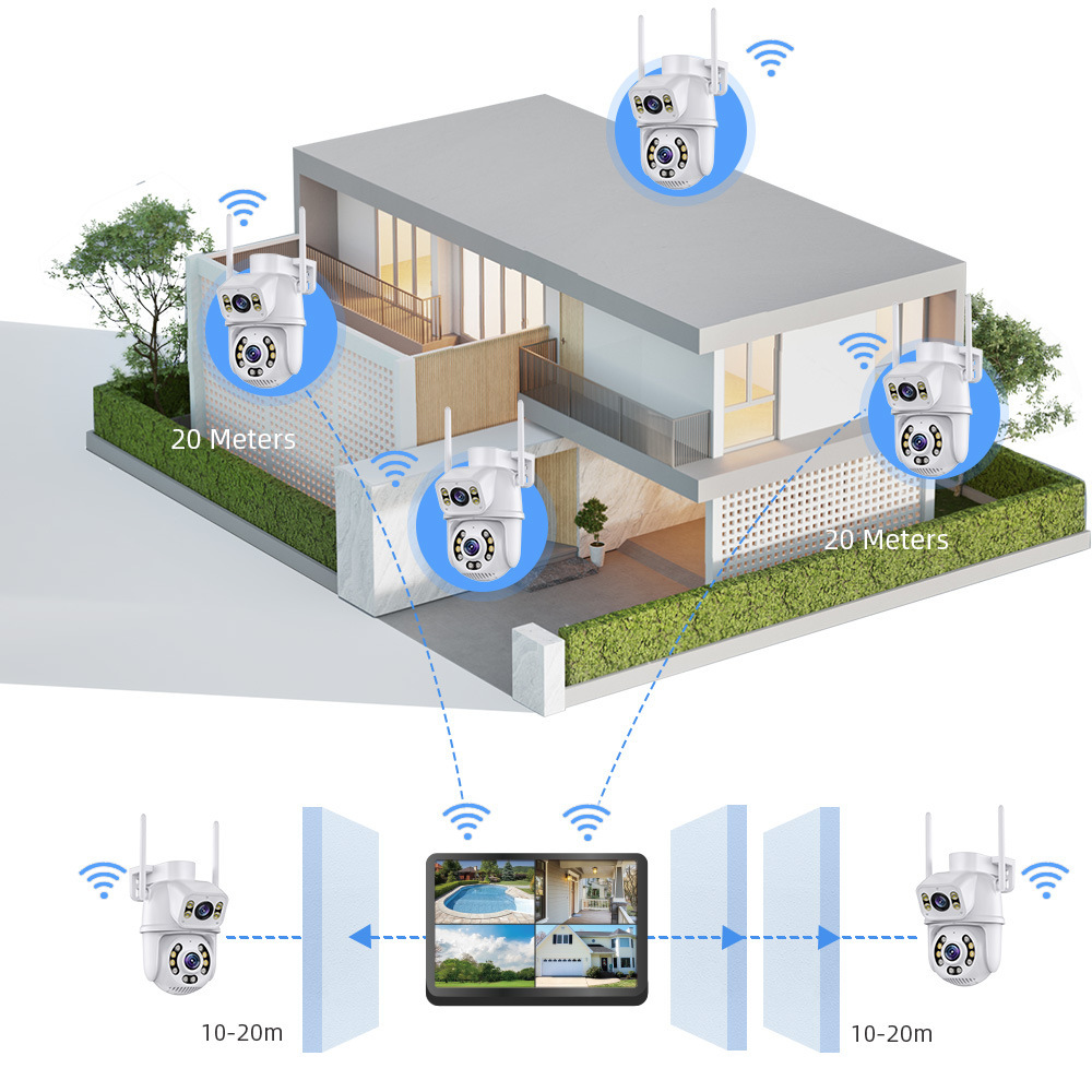 wifi套装监控摄像头 ICSEE超级看看4路带屏幕wifi套装监控摄像头