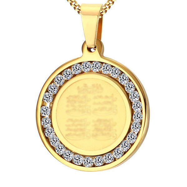 golden pendant stainless steel with zircon