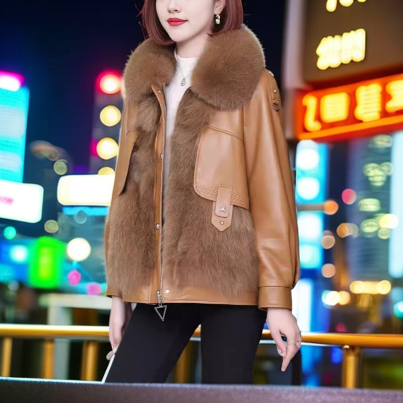 2025冬季新款仿狐狸毛女装加厚一体时尚保暖皮衣洋气皮草外套女