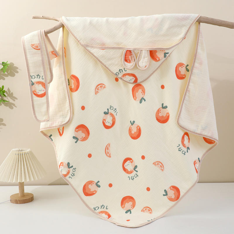 Pure cotton four-layer newborn baby quilt wholesale delivery room wrap towel class a swaddling clothes four seasons burst crepe quilt cover blanket