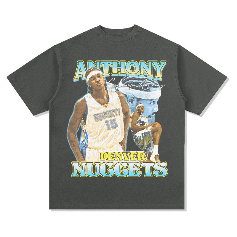 Antony American Star camiseta callejera hip-hop marca de tendencia impresión retro hacer viejos lavado pesado suelto mangas cortas image 9