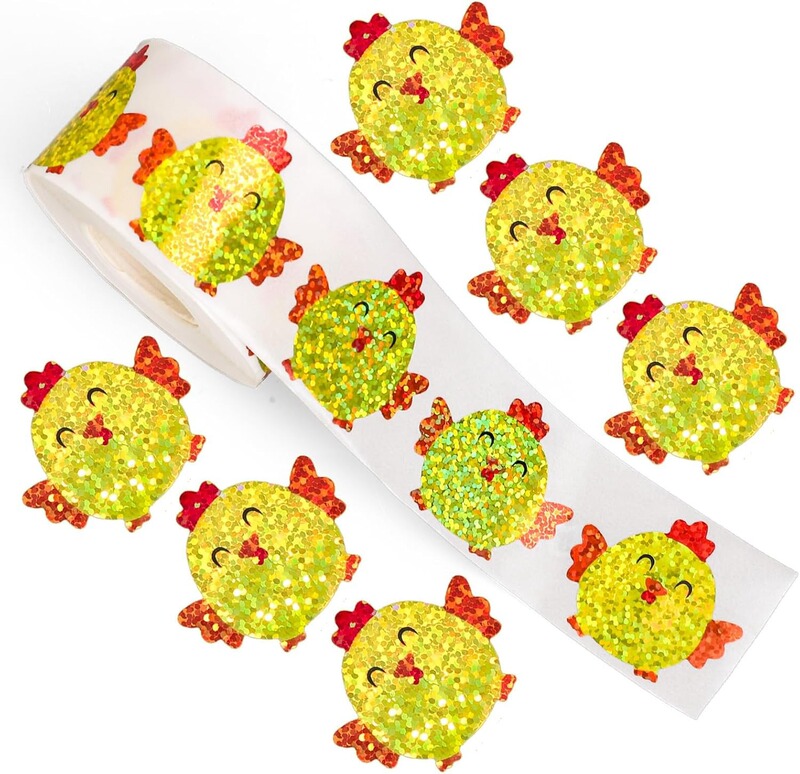 500 ステッカー/ロールレーザーイースターおもちゃステッカーシールステッカーありがとう工芸品装飾ステッカーラベル|undefined