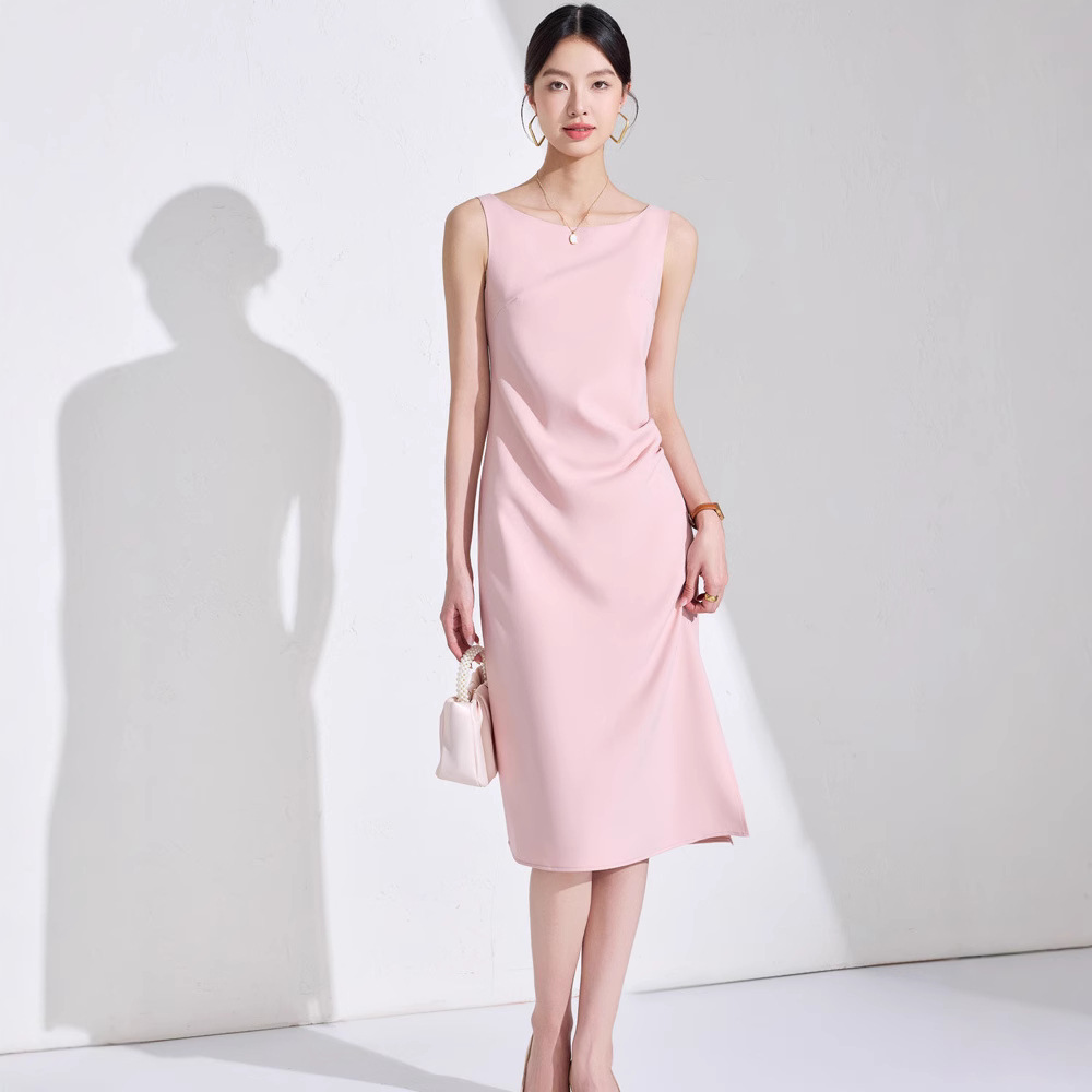 Summer long fuchsia dress sleevless