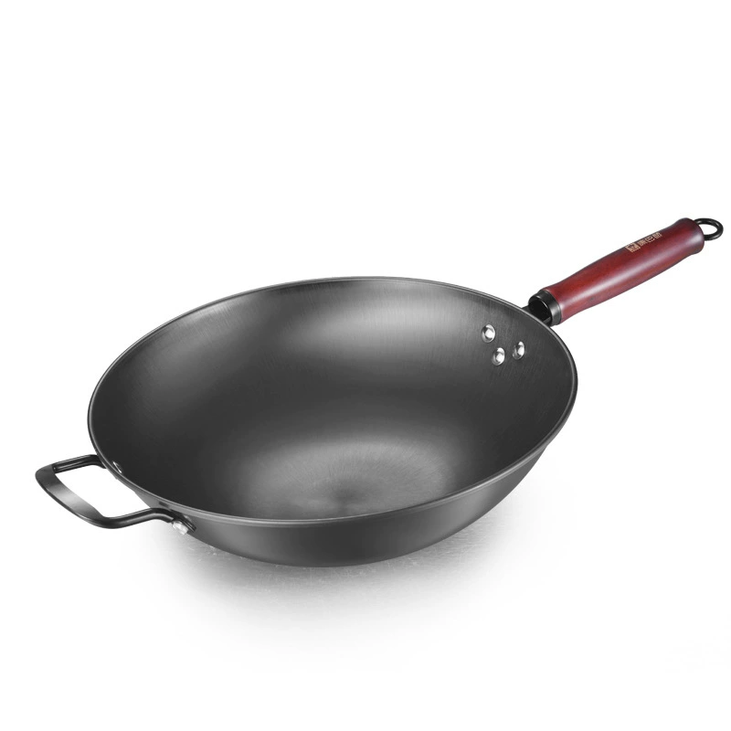 Чугунная кастрюля Kombach без покрытия, чугунная кастрюля WOK, бытовая газовая плита для жарки, индукционная плита, специальная нержавеющая сталь с круглым дном.