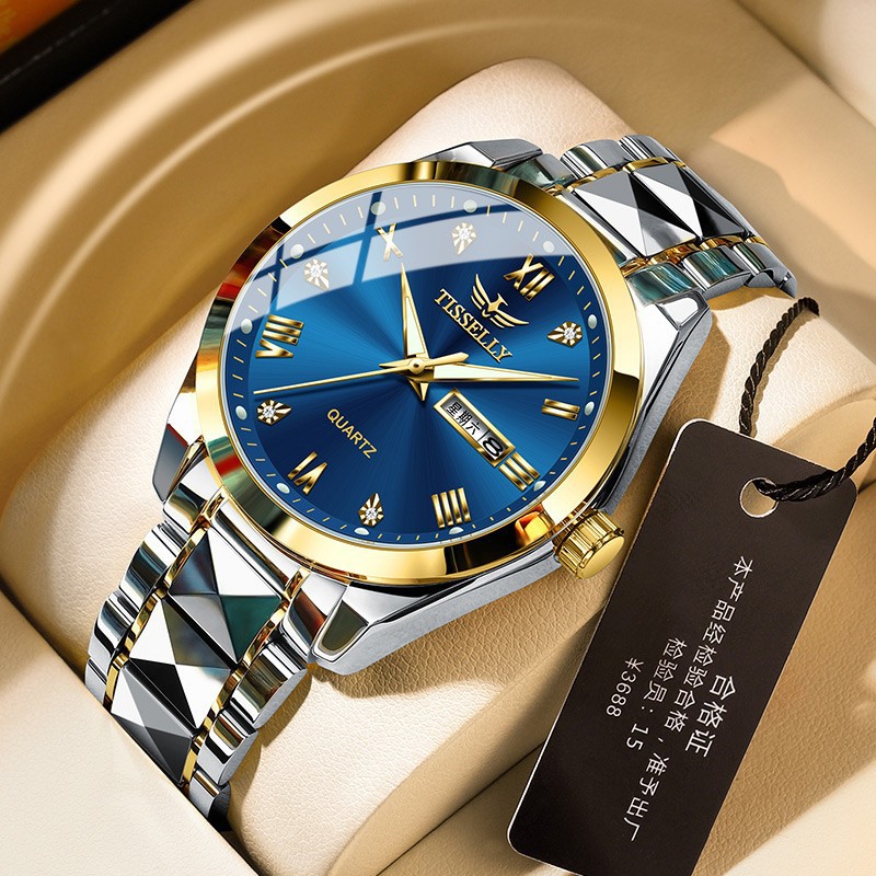 Swiss Genuine New Men's Watch Fully Automatic Mechanical Watch Men's Waterproof Luminous Dual Calendar Business Quartz Watch