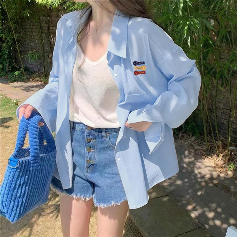 Simple Printed Long-Sleeve 2026 New Spring/Summer Polo Collar Shirt for Women, Sweet and Spicy Style, Plus-Size Slimming Sun-Protective Jacket Simple Printed Long-Sleeve 2026 New Spring/Summer Polo Collar Shirt for Women, Sweet and Spicy Style, Plus-Size Slimming Sun-Protective Jacket