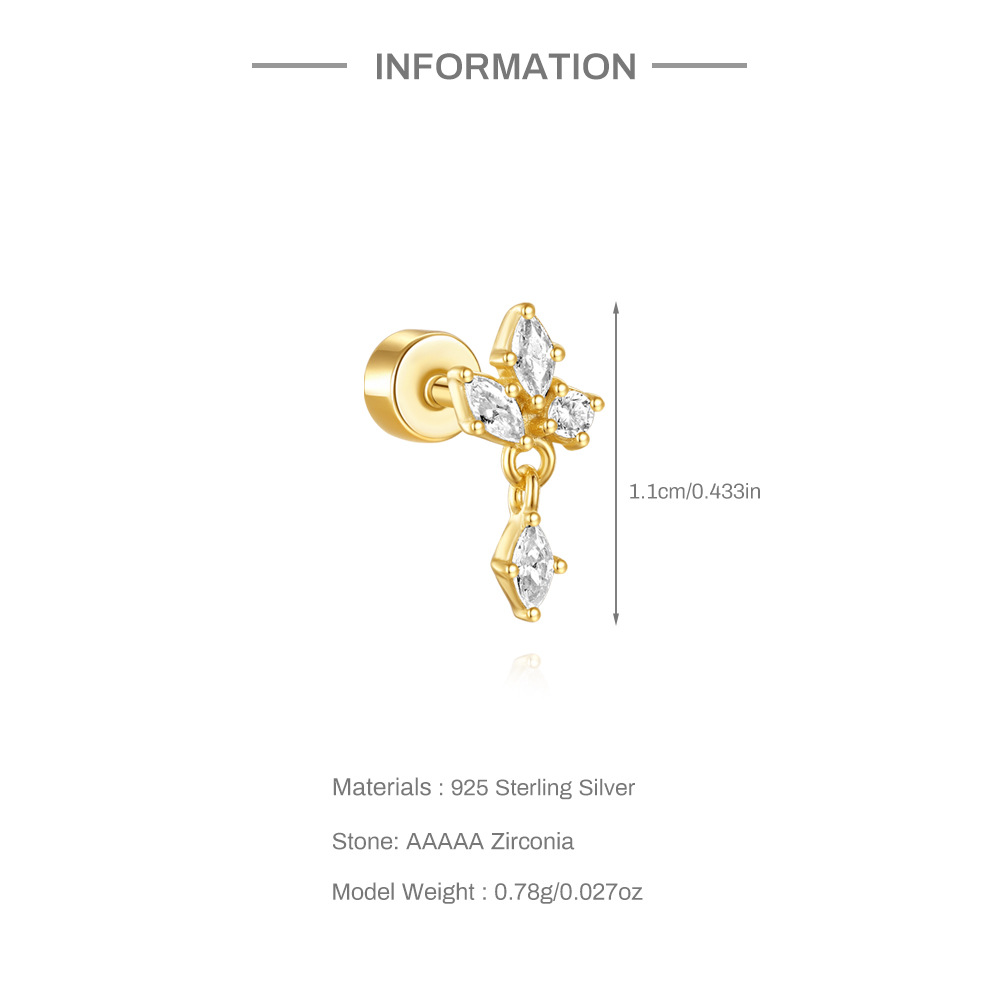 3g Weight Zircon Inlay Material Ear Studs Classification Ear Cartilage Rings & Studs Piercing Type 1 Piece Quantity Daily, Festival Occasion 925 Sterling Silver Material Geometric Pattern Unisex Gender Inlay Design Shiny Style 1 Piece Ear Cartilage Rings & Studs Shiny Geometric 925 Sterling Silver Inlay Zircon Ear Cartilage Rings & Studs 11
