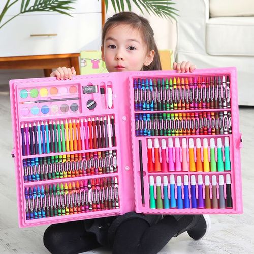 Brush set children's watercolor pen painting gift box crayons primary school students art supplies drawing board color lead crayon combination