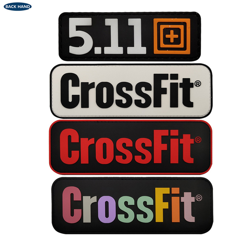 crossfit fitness training tactical vest chest stickers badge outdoor camping bag PVC soft rubber badge Velcro badge
