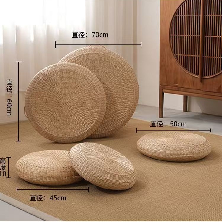 Cojín de paja tejido para meditación, asiento redondo de paja para suelo, oficina, hogar, sala de té, tapete para ventana.