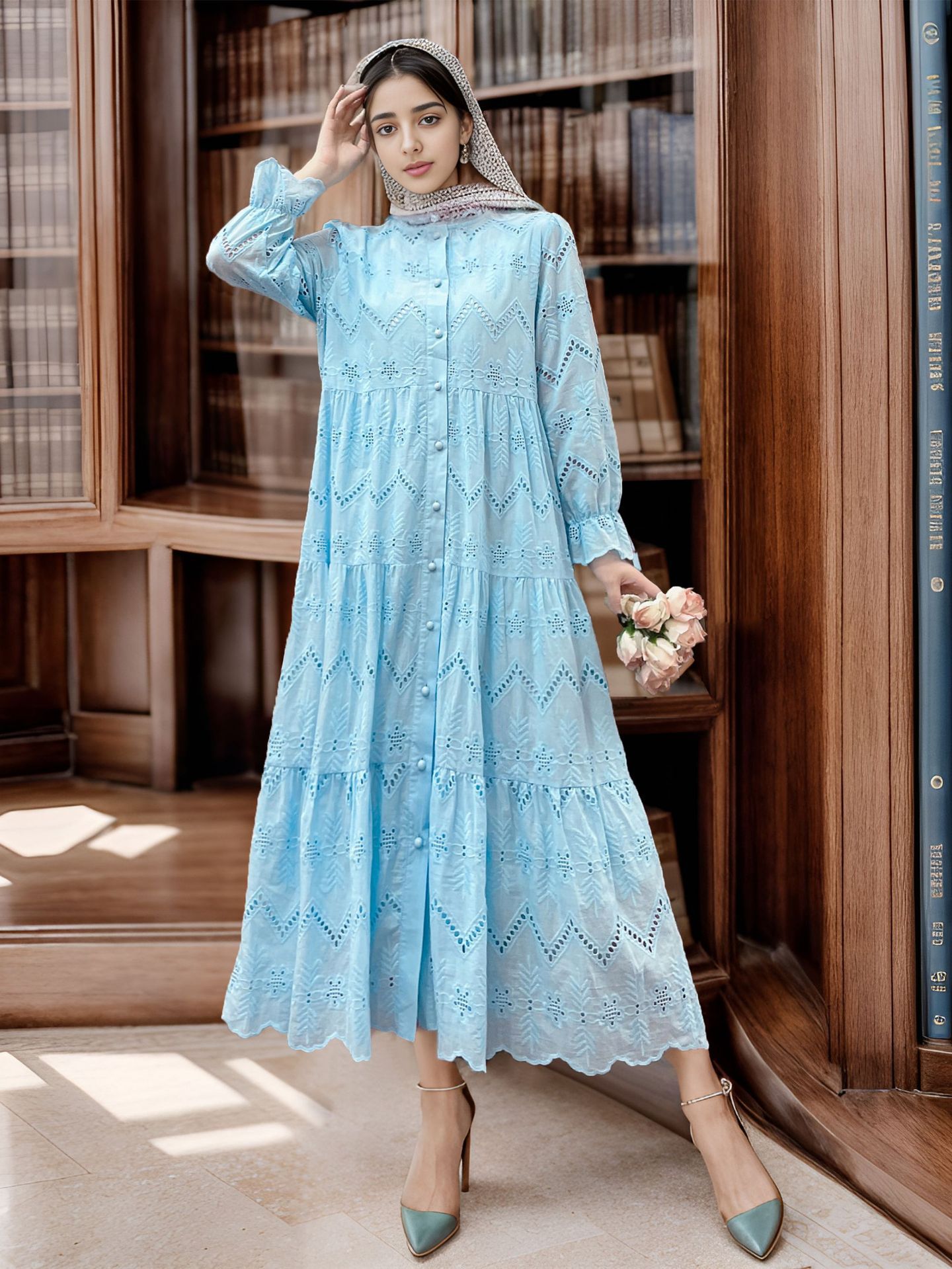 Cross-border Muslim Loose Middle Eastern Dubai Robe Abaya Gown Dress With Lace_ecoleips.com