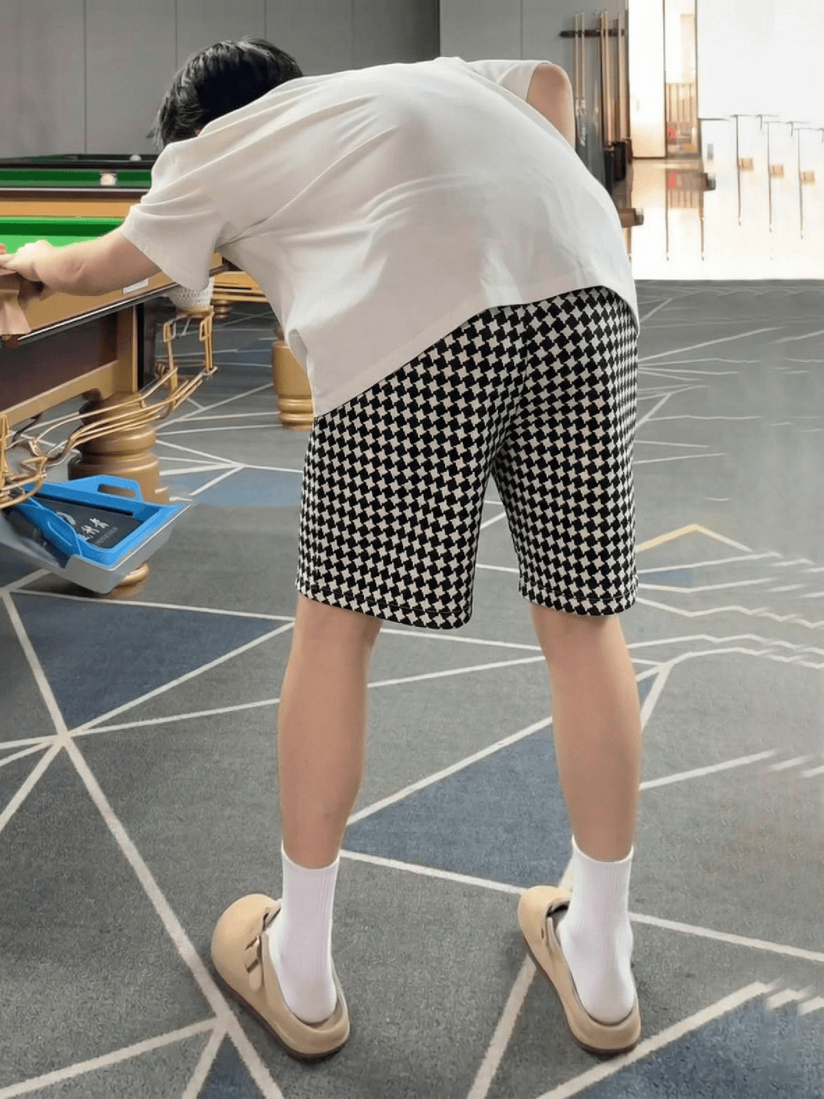 Herren Shorts Im Retro Houndstooth Design Lockerer Schnitt_voghion.com