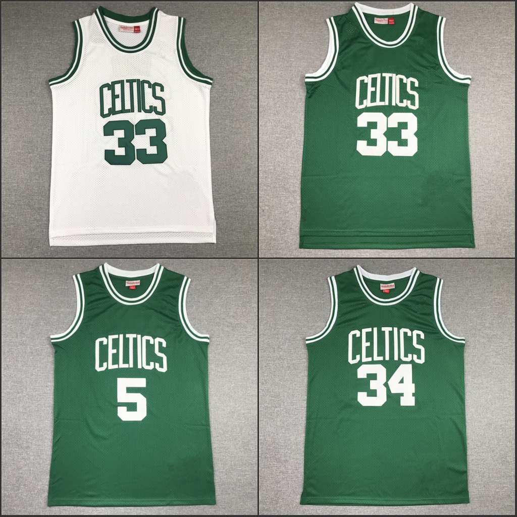 Celtic Team Basketball Uniform Jersey Retro Mn Embroidered Vest 33 # Bird 5 #   34 #   6 #