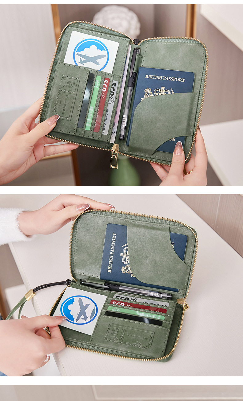 New RFID Passport Bag Long Zipper Passport Clip Ticket Multi Functional Travel Storage Document Bag_voghion.com