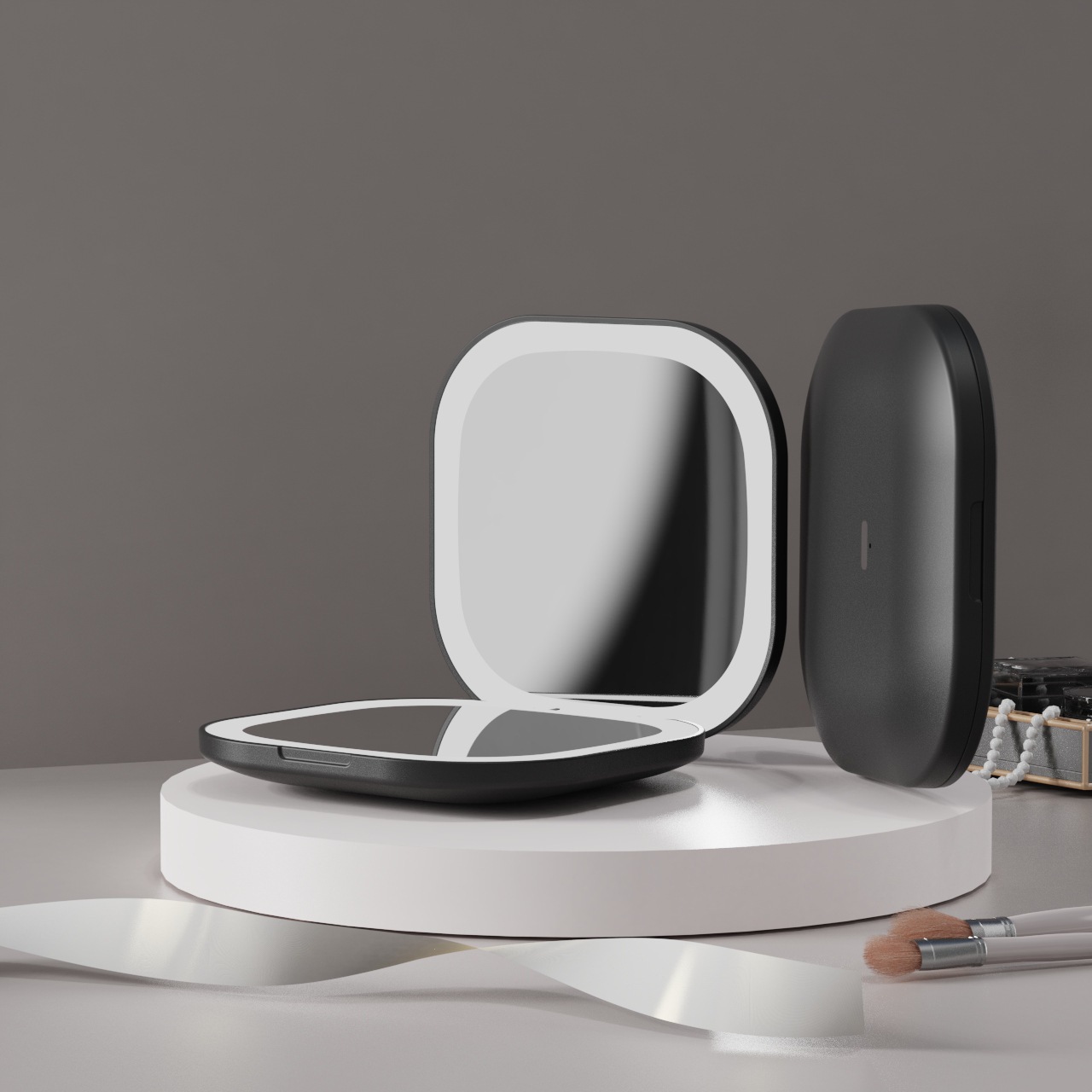 Los espejos de maquillaje LED de los fabricantes transfronterizos se pueden recargar en vivo con el mismo espejo de maquillaje para estudiantes de alta definición, apariencia compacta y portátil z