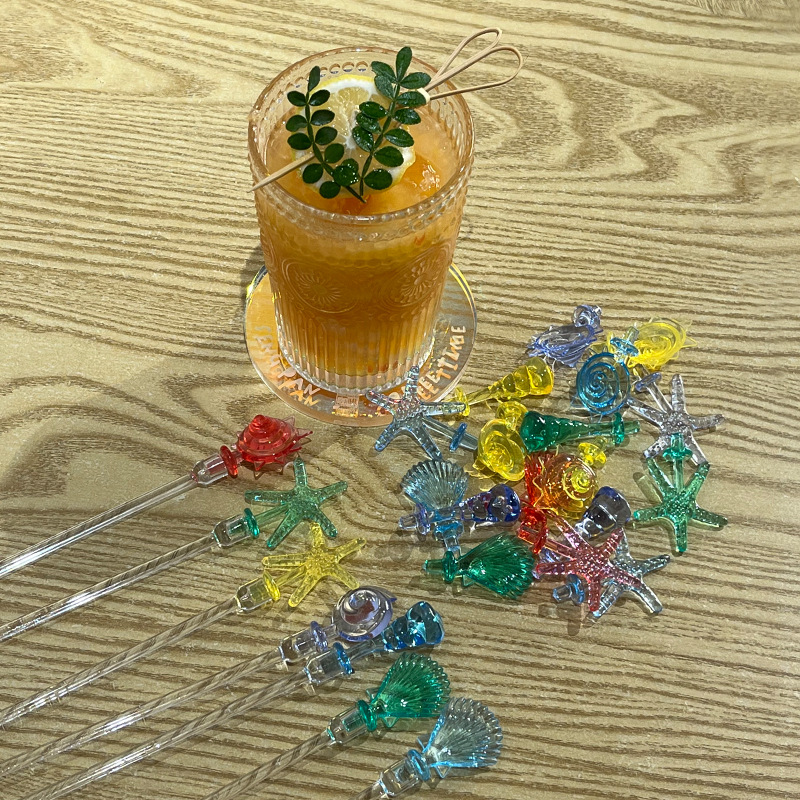 Acrílico océano modelado arte cuchara cóctel decoraciones vino vidrio arte modelado cuchara Acrílico