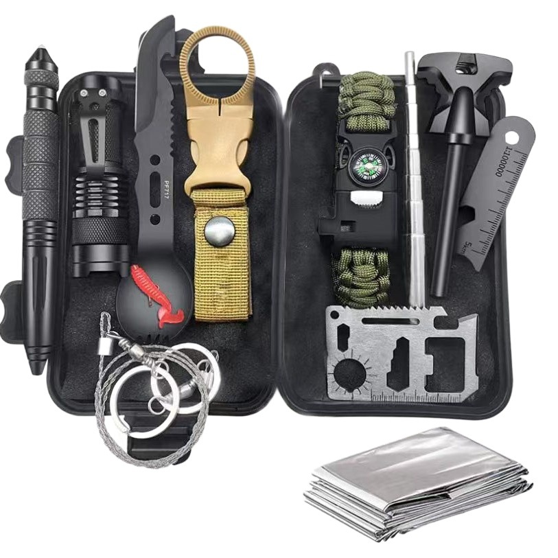 Amazon SOS equipo de supervivencia al aire libre camping al aire libre multi-función herramienta traje aventura autodefensa caja de primeros auxilios