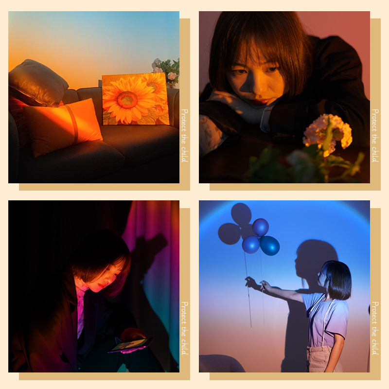 ネット赤落灯雰囲気灯小夜灯夕日灯写真撮影補光寝室日没灯投影光|undefined