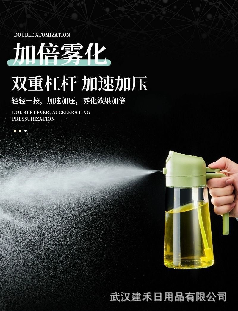 Ölsprühflasche für den Haushalt, Glasküchenöl-Sprüher mit automatischem Öffnen und Schließen, 2-in-1-Grillöl-Zerstäuber, Speiseöl-Sprühflasche, Großhandel