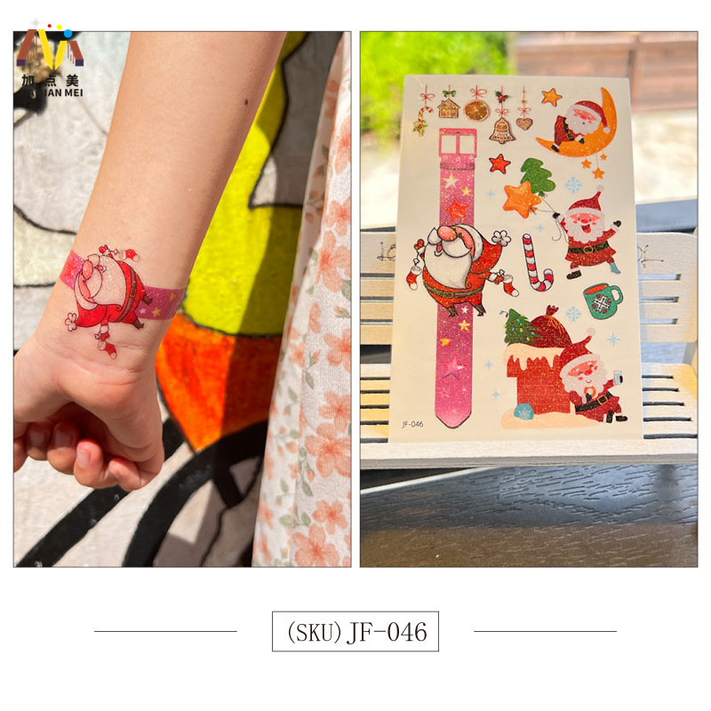 Amazon Venta caliente brillo lindo postre de Navidad unicornio niños tatuaje pegatinas impermeable tatuaje de larga duración