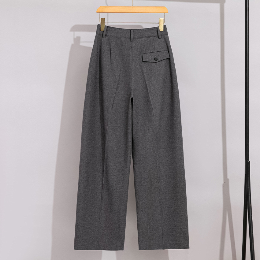 하이 엔드 여성 스트레이트 팬츠 울 올 매치 슬림 룩 와이드 레그 팬츠 캐주얼 팬츠 루즈 바지 가을과 겨울 새로운 여성 바지