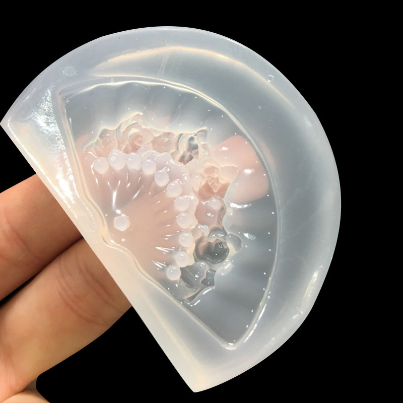 Espejo epoxi ventilador de silicona molde DIY en forma de abanico flor colgante de jade accesorios de la joyería