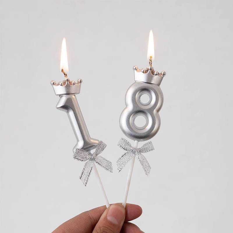 ネットで話題のバターライト、クリエイティブな王冠と蝶結びのデジタルキャンドル、誕生日ケーキデコレーション、1歳の誕生日パーティー用|undefined