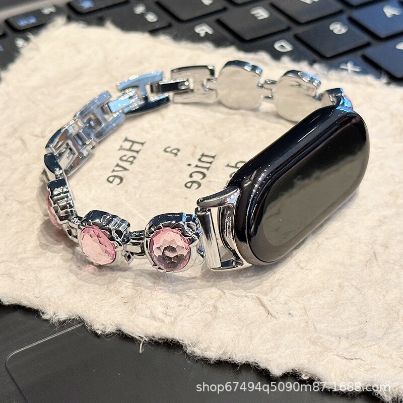 Suitable for Xiaomi 8/9Pro Cute Kitty Cat Crystal Diamond Watch Strap Nfc Redmi Watch5 Small Fragrance Bracelet